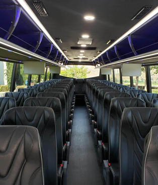 Luxury seats in a charter bus